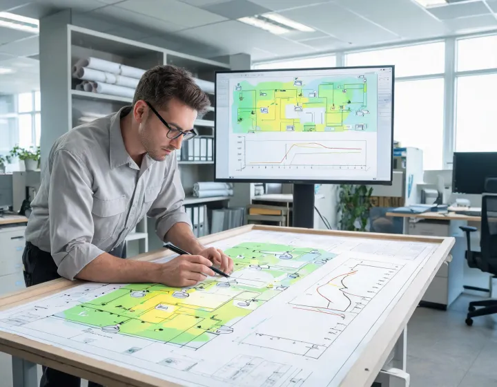 Specifier reviewing lighting control plans